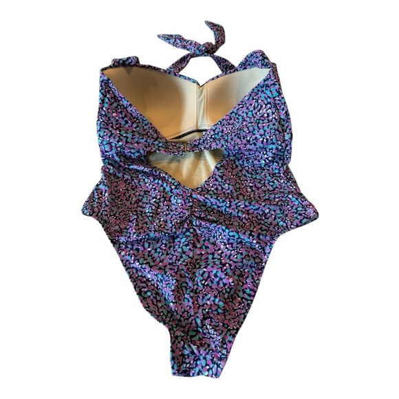 NEW Swimsuits for All Tie Front Halter One Piece Blue Pink Halter Swimsuit 16 - Picture 14 of 16